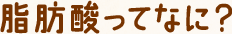 脂肪酸ってなに？