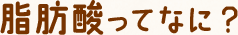 脂肪酸ってなに？
